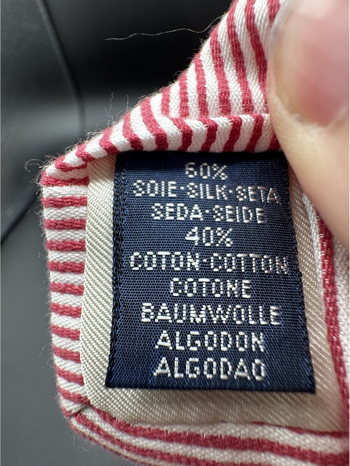 Breuer For Bergdorf Goodman Men’s Tie Red White Stripe Silk Cotton Italy Nwt — image 5 of 8